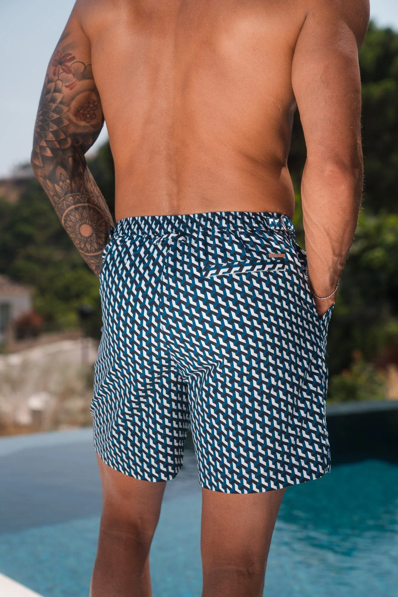 Illusion Print Side Adjuster Swimshort - Blue - Image 4